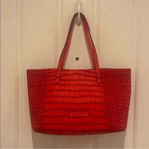 De Vesi Tote De L'Amour Red Vegan Croc Embossed Leather W/ Matching Pouch
